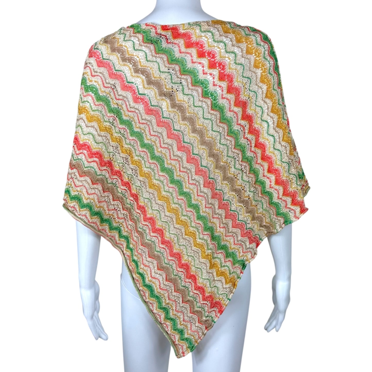 Missoni Multicolor Metallic Chevron Knit Poncho