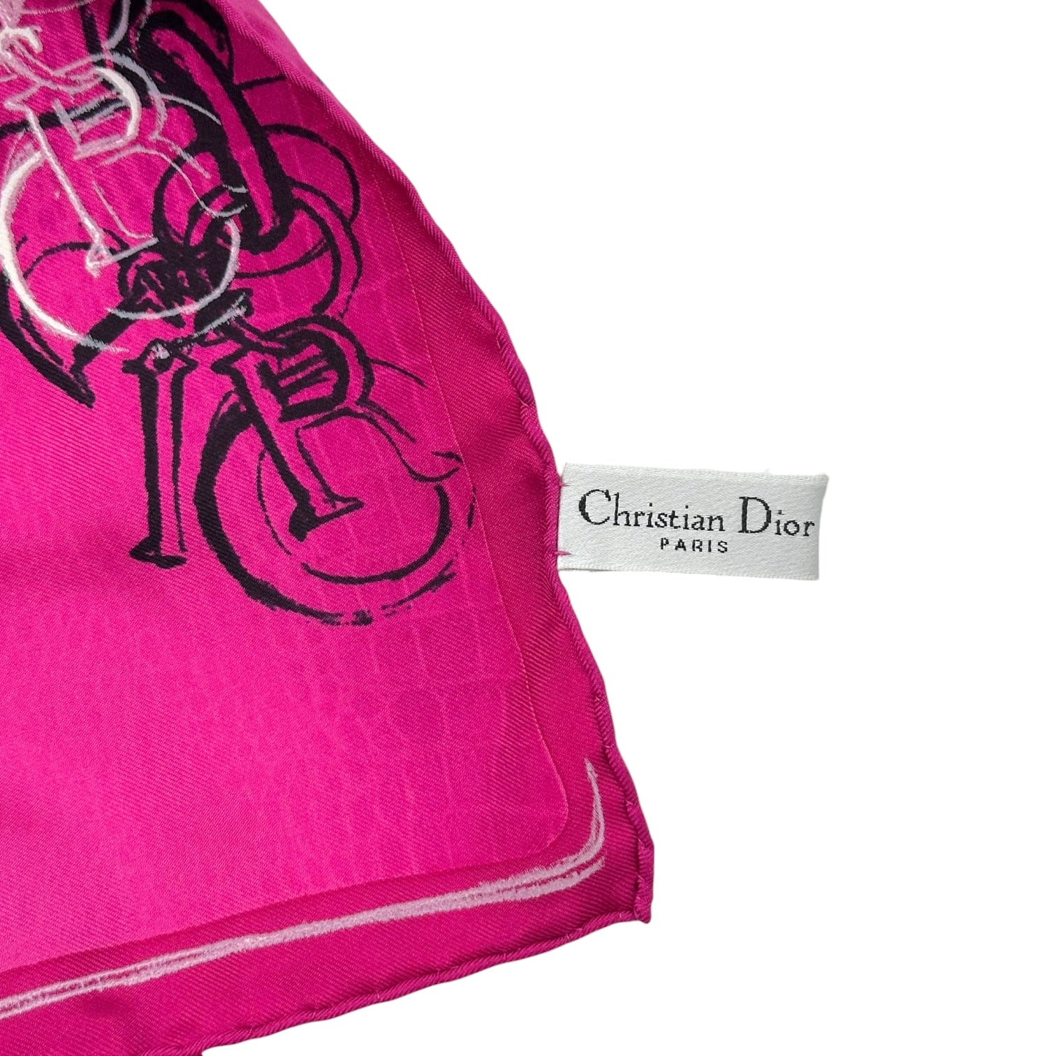 Christian Dior Silk Square Scarf Hot Pink Leopard Print