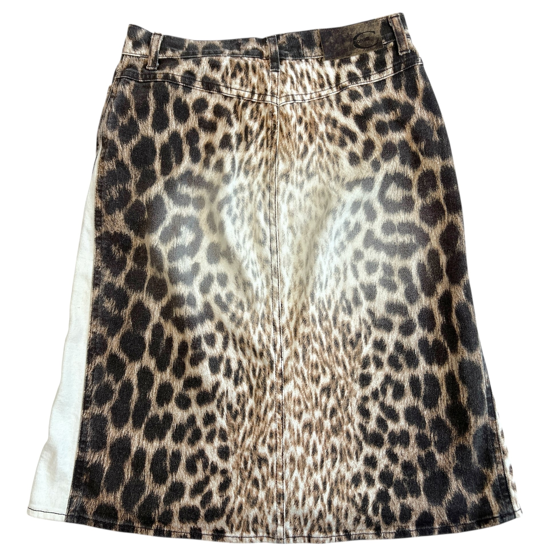 Just Cavalli Roberto Cavalli Leopard Print Denim Midi Skirt - Outfit Repeater