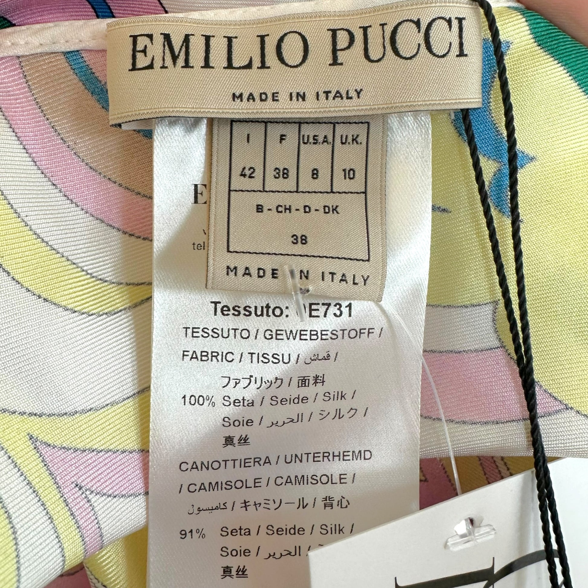 Emilio Pucci Silk Multicolor Printed Asymmetrical Kaftan Blouse