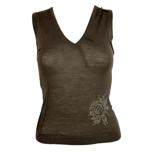 Christian Dior Khaki Green Wool Knit Tank Top