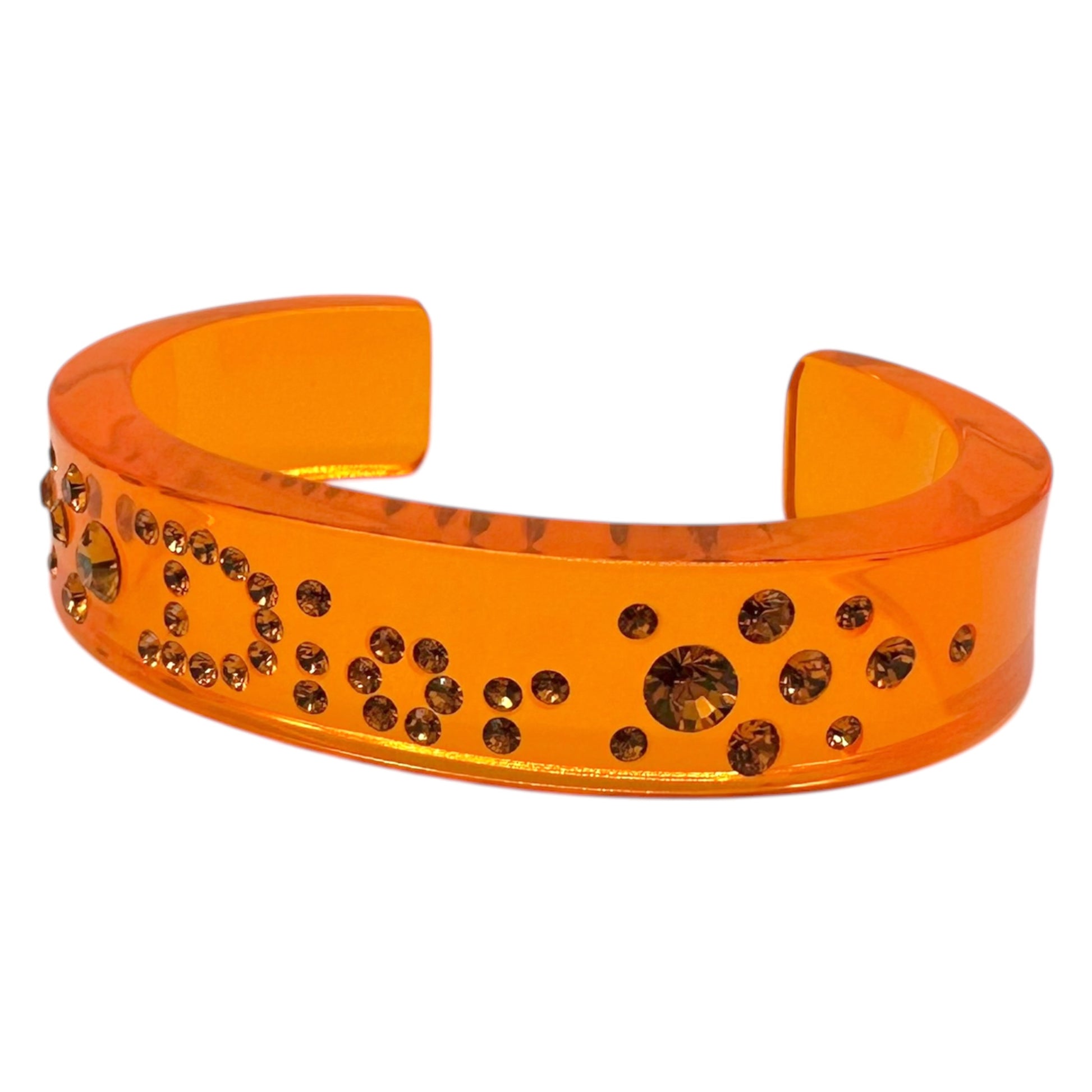 Christian Dior Orange Crystal Clear PVC Bangle Cuff Bracelet