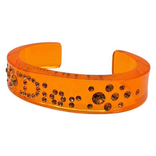 Christian Dior Orange Crystal Clear PVC Bangle Cuff Bracelet
