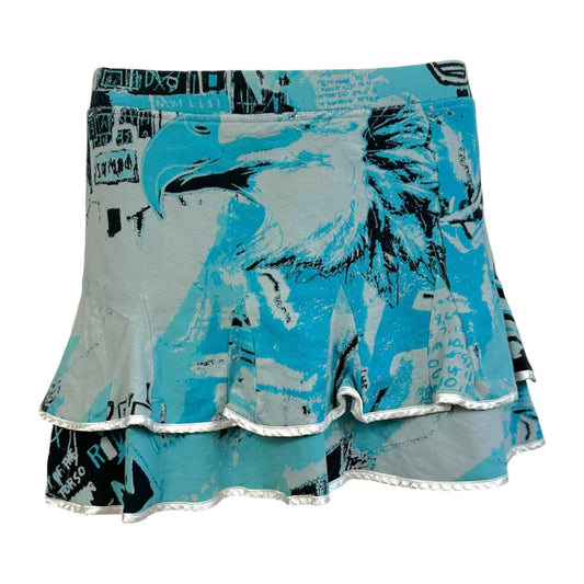 Roberto Cavalli Freedom Blue Graffiti Printed Mini Skirt