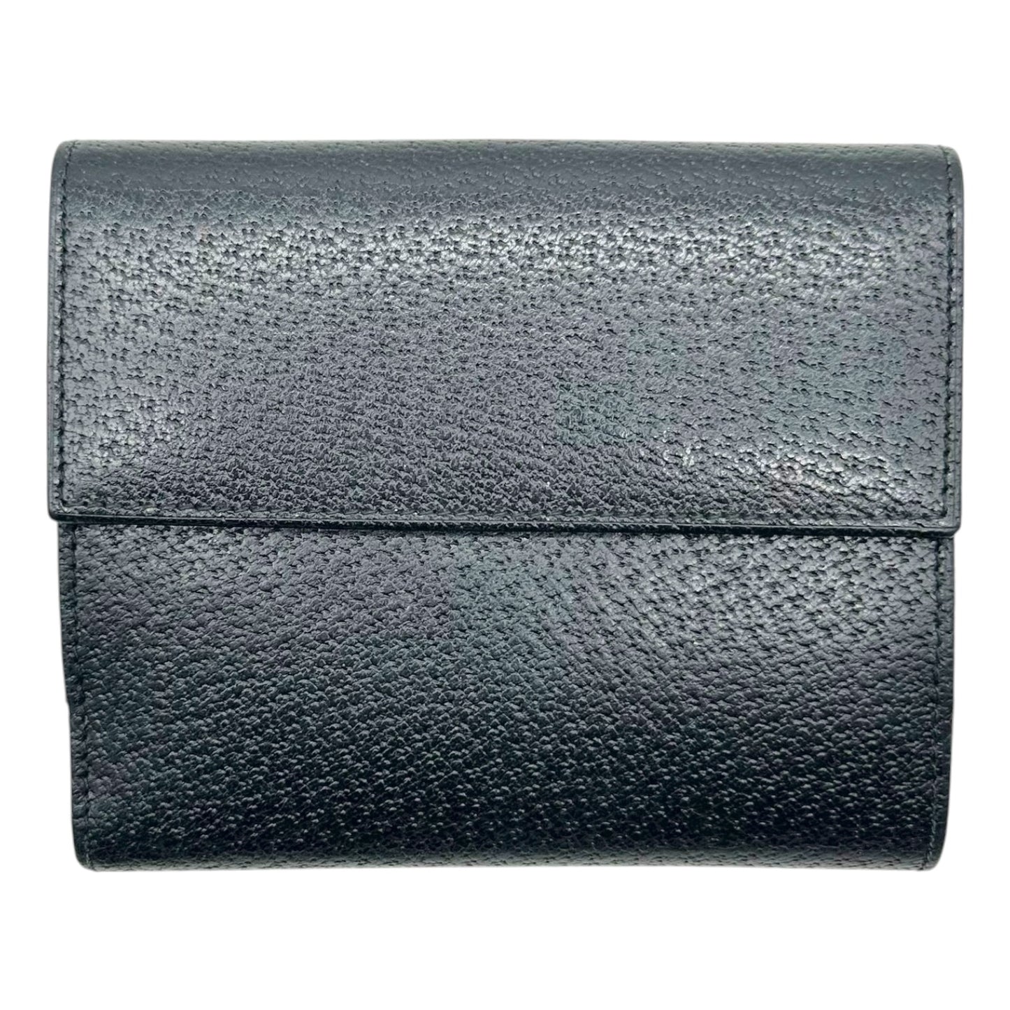 Gucci Black Leather Bi-Fold Wallet with Silver G Logo