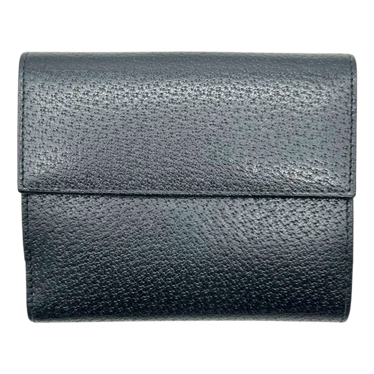 Gucci Black Leather Bi-Fold Wallet with Silver G Logo