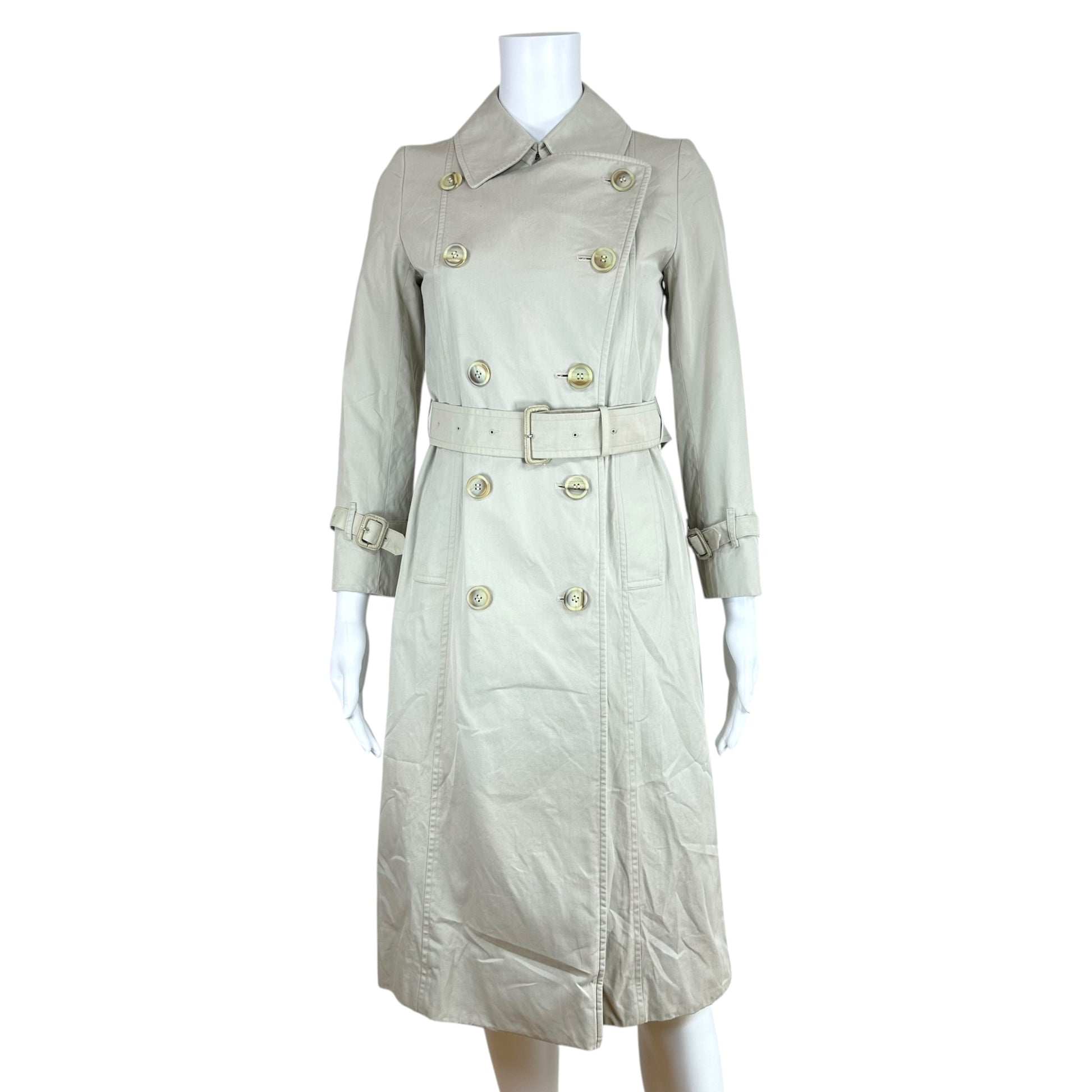 Burberry Classic Trench Coat Light Beige 90's Vintage XXS