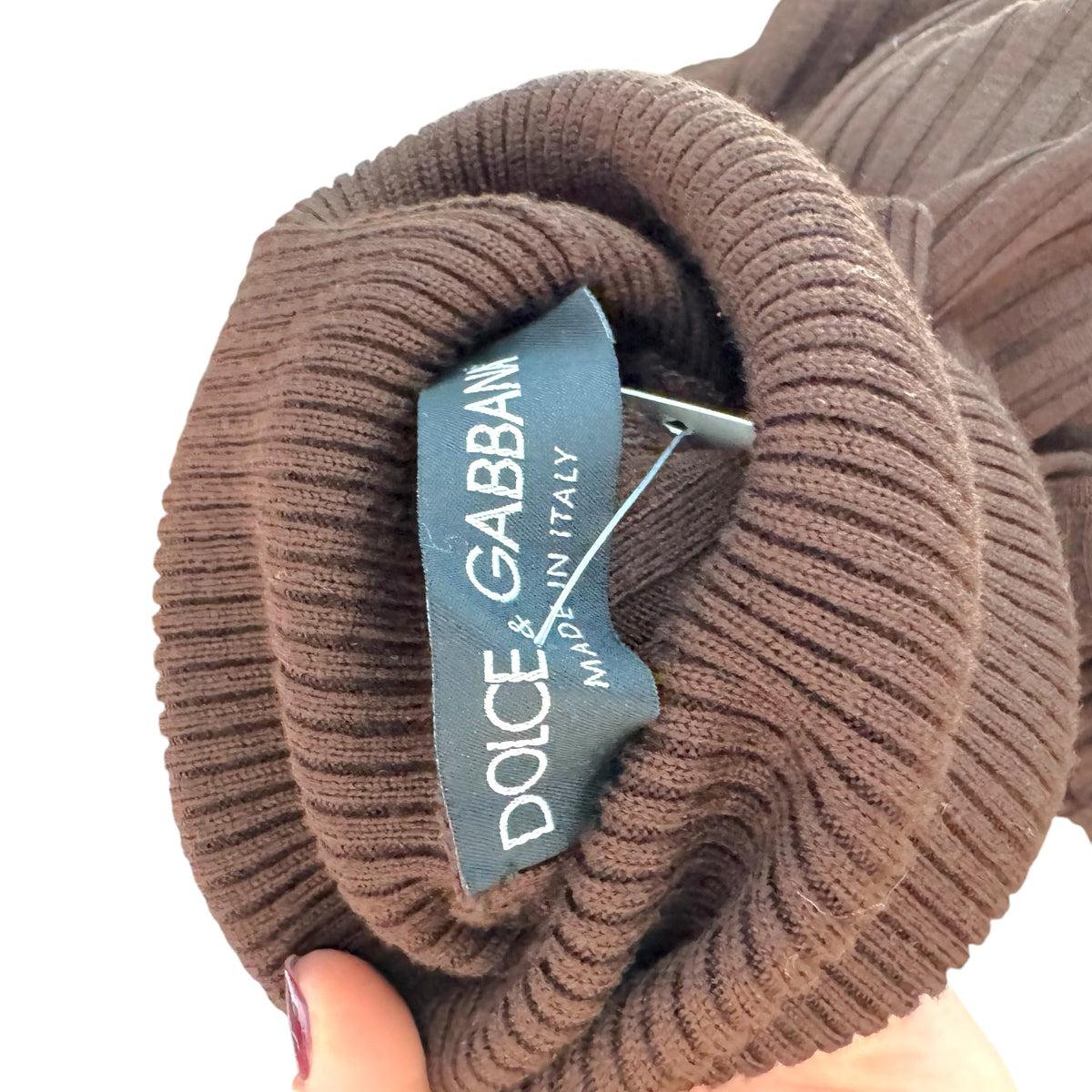 Dolce & Gabbana Brown Cashmere Knit Sleeveless Turtleneck Top