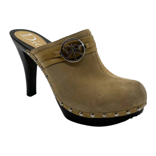 Christian Dior Tan Suede Peace Clog Heels