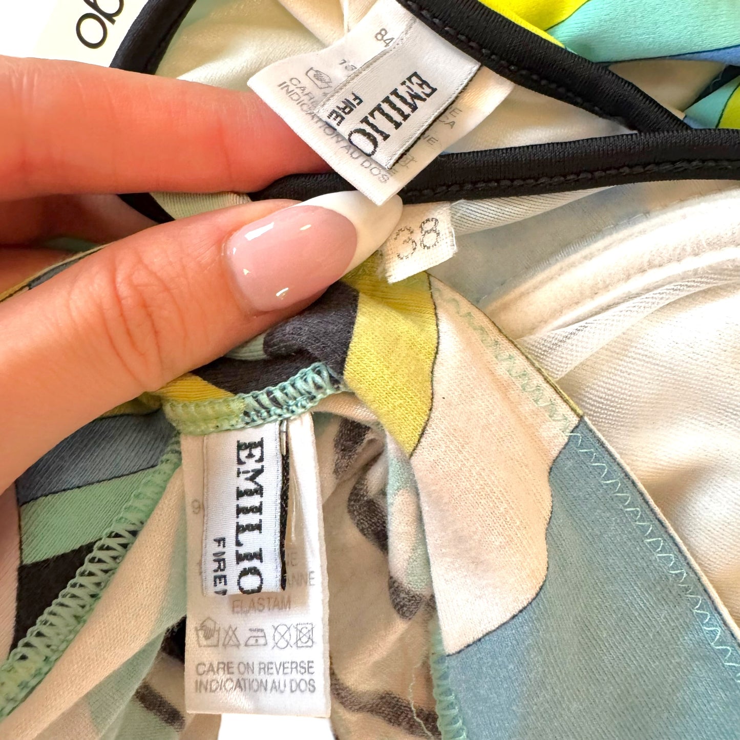 Emilio Pucci Blue & Green Printed Bikini & Micro Short Set