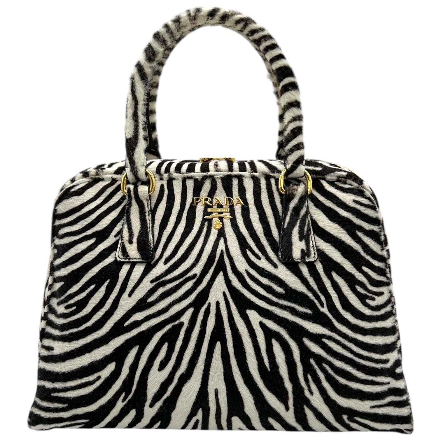 Prada Zebra Print Ponyhair Bowler Bag RARE - Outfit Repeater