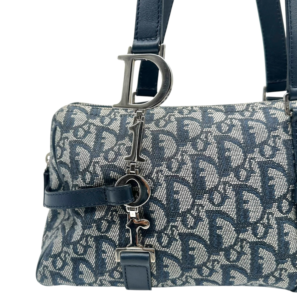 Christian Dior Shoulder Bag Navy Blue Trotter Monogram