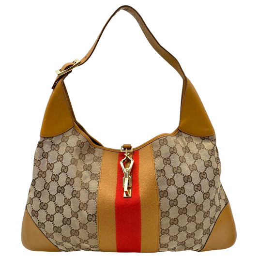Gucci Tan Monogram Stripe Jackie Bag
