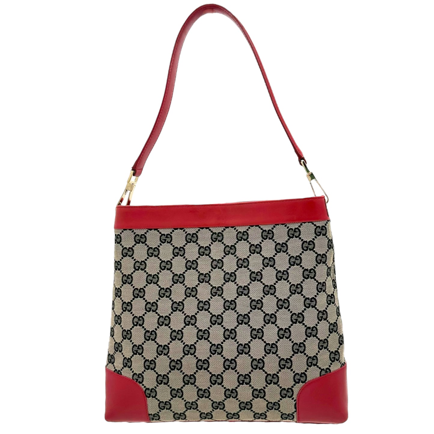 Gucci Gray Monogram Red Trim Tote Bag - Outfit Repeater