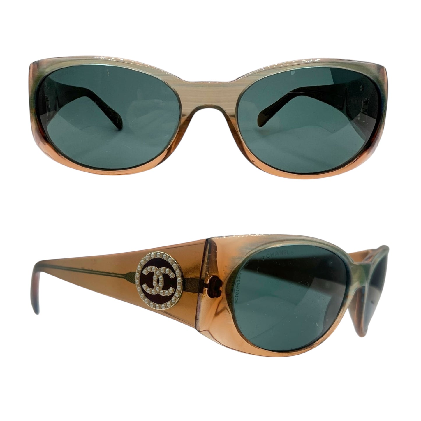 Chanel 5082-H Brown Iridescent CC Pearl Logo Oval Sunglasses