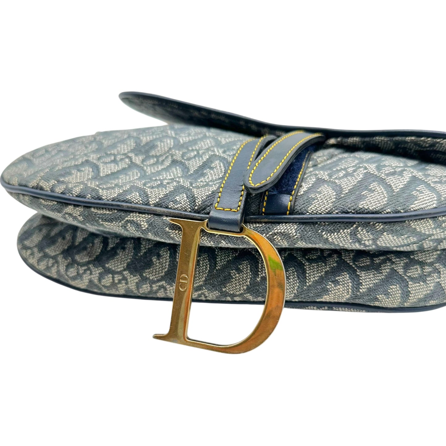 Christian Dior Navy Blue Trotter Monogram Saddle Bag