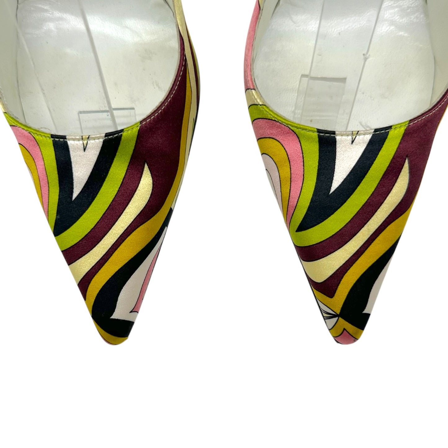 Emilio Pucci Multicolor Patterned Silk Pointed Toe Heels