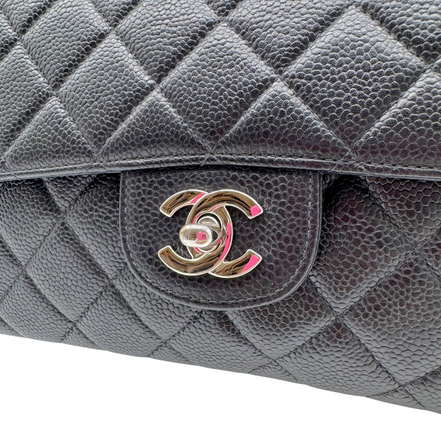 Chanel Black Caviar Leather Medium Flap Bag