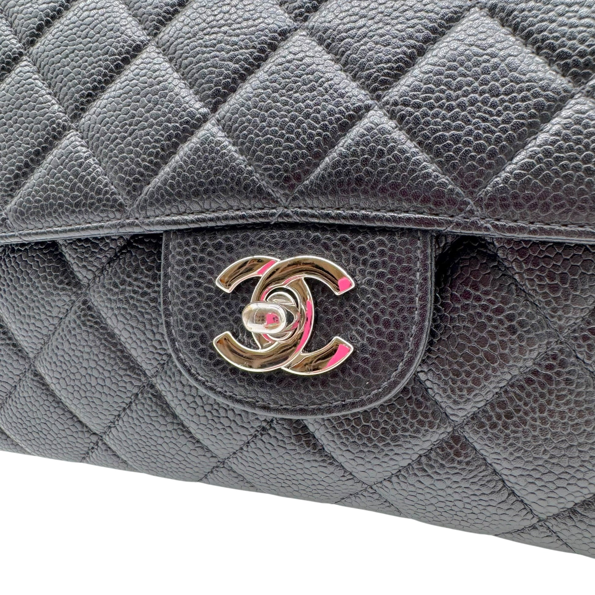 Chanel Black Caviar Leather Medium Flap Bag