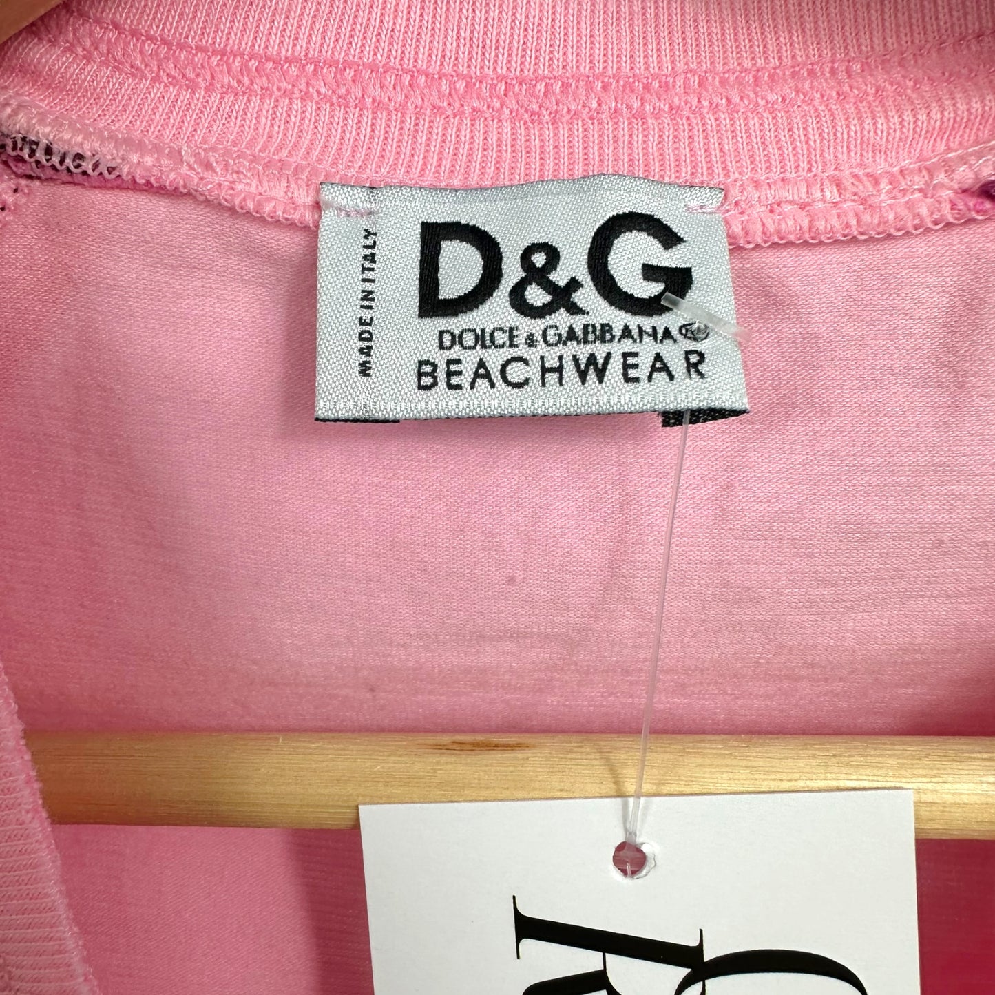 D&G Dolce & Gabbana Beachwear Pink Hibiscus Logo 1/2 Sleeve T-Shirt