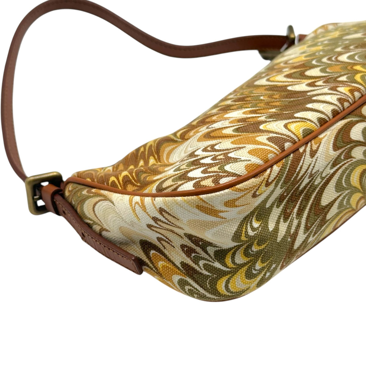 Celine Pochette Bag Brown Khaki Green Swirl Print