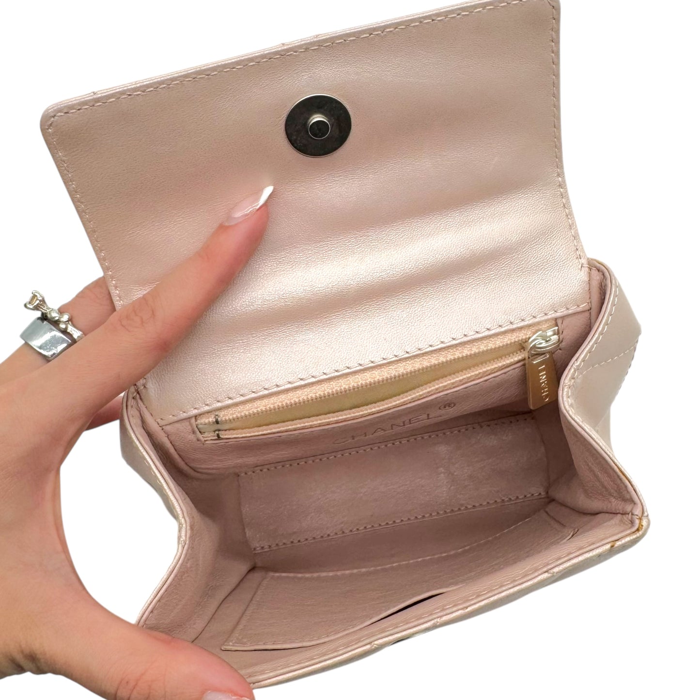 Chanel Light Pink Lambksin Matelasse Mini Bracelet Bag 2000-02 - Outfit Repeater