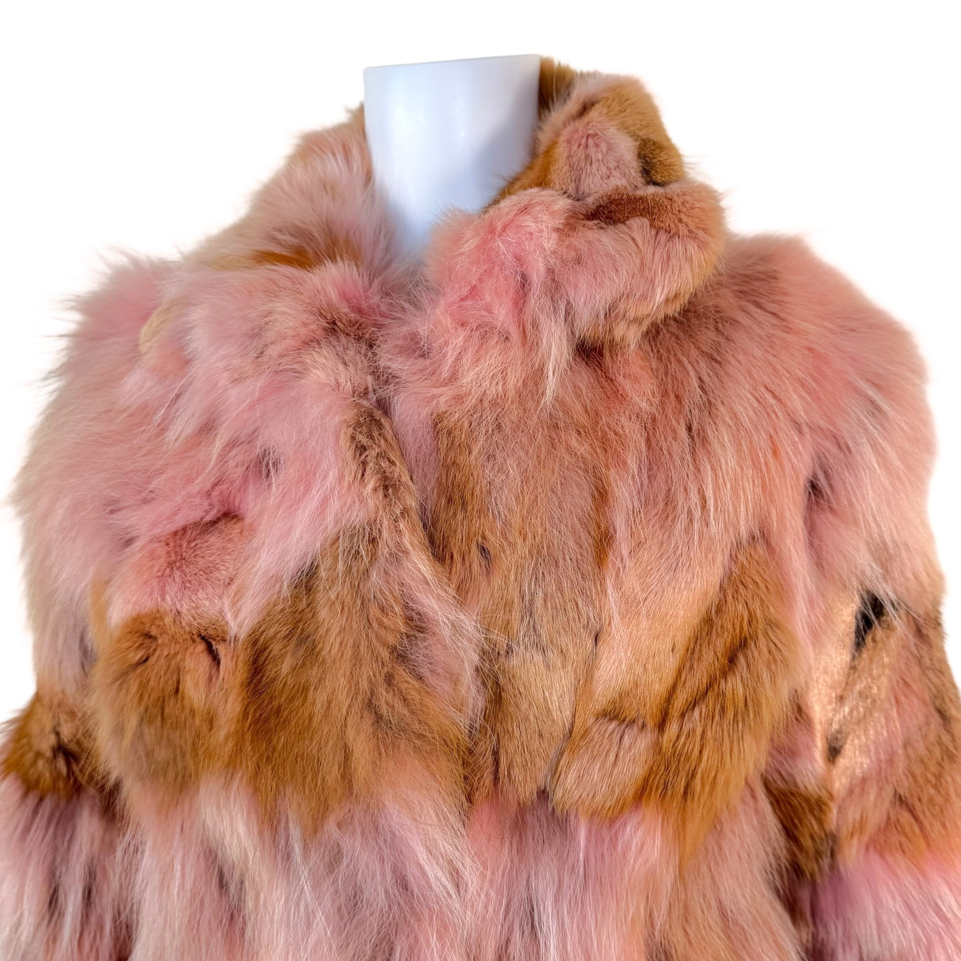 Vintage Pink Brown Fur Coat Early 2000s