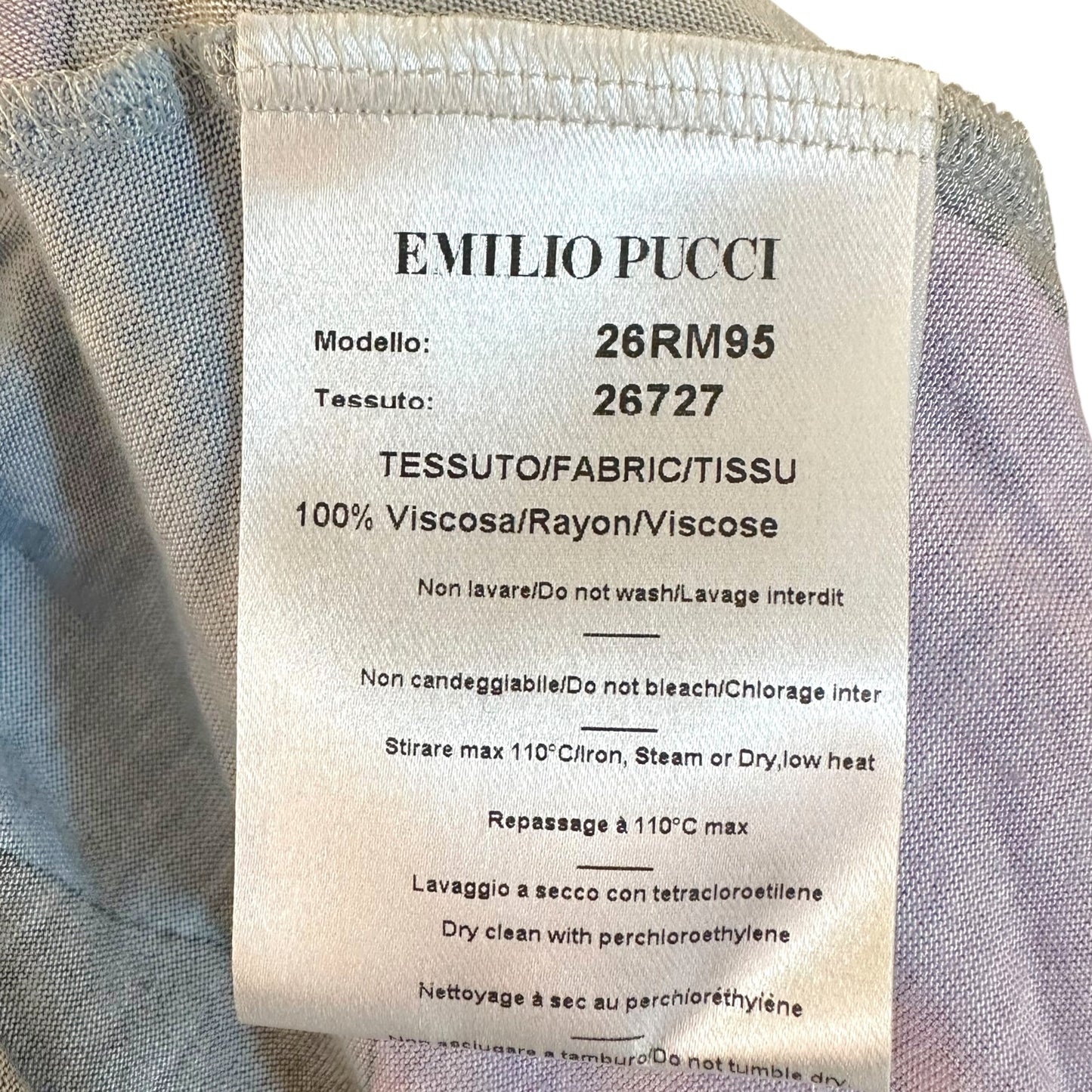 Emilio Pucci Dolman Sleeve Top Blue Purple Abstract Print