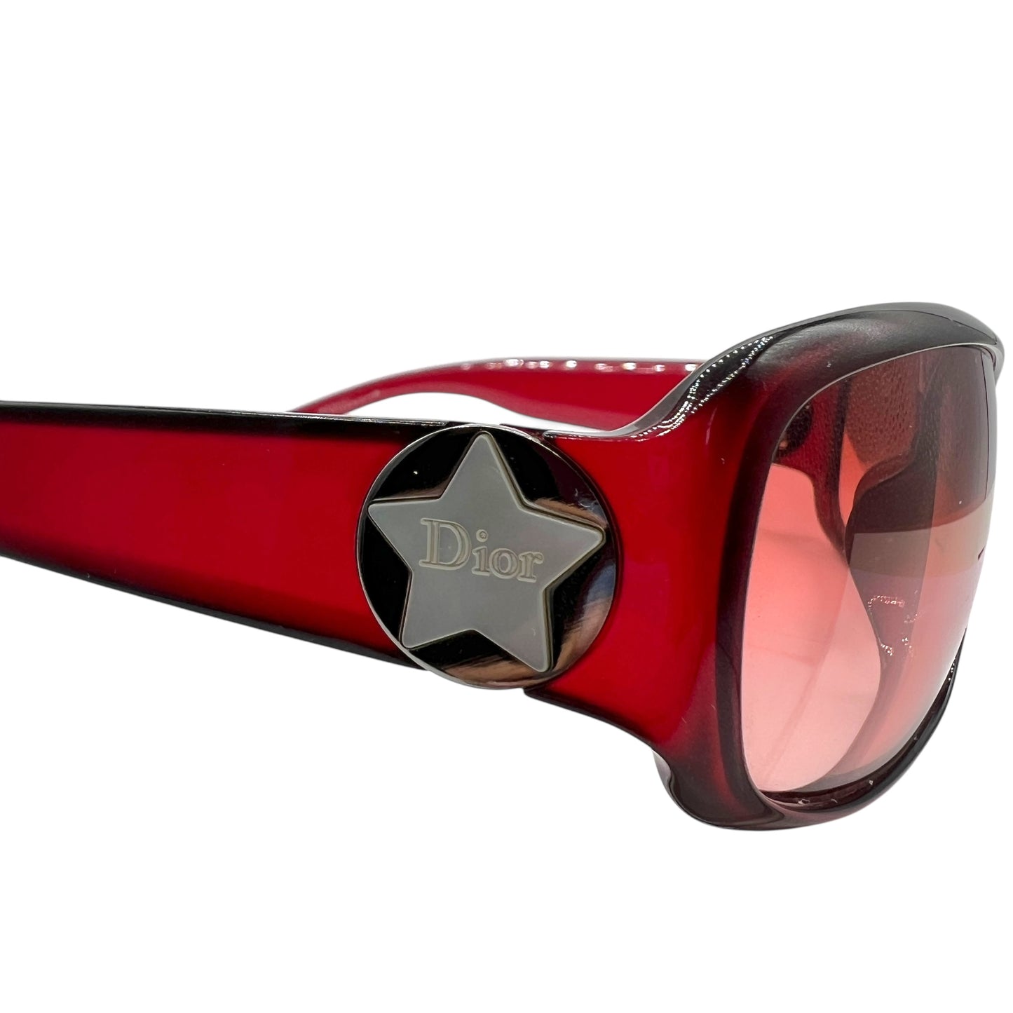 Christian Dior DiorStarShineRed Star Logo Arm Rectangle Sunglasses w/ Case