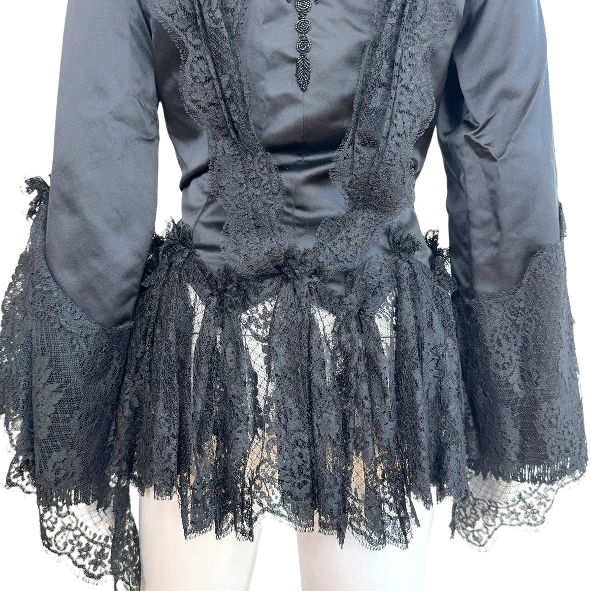 Dolce & Gabbana Black Beaded Silk Lace Gothic Jacket