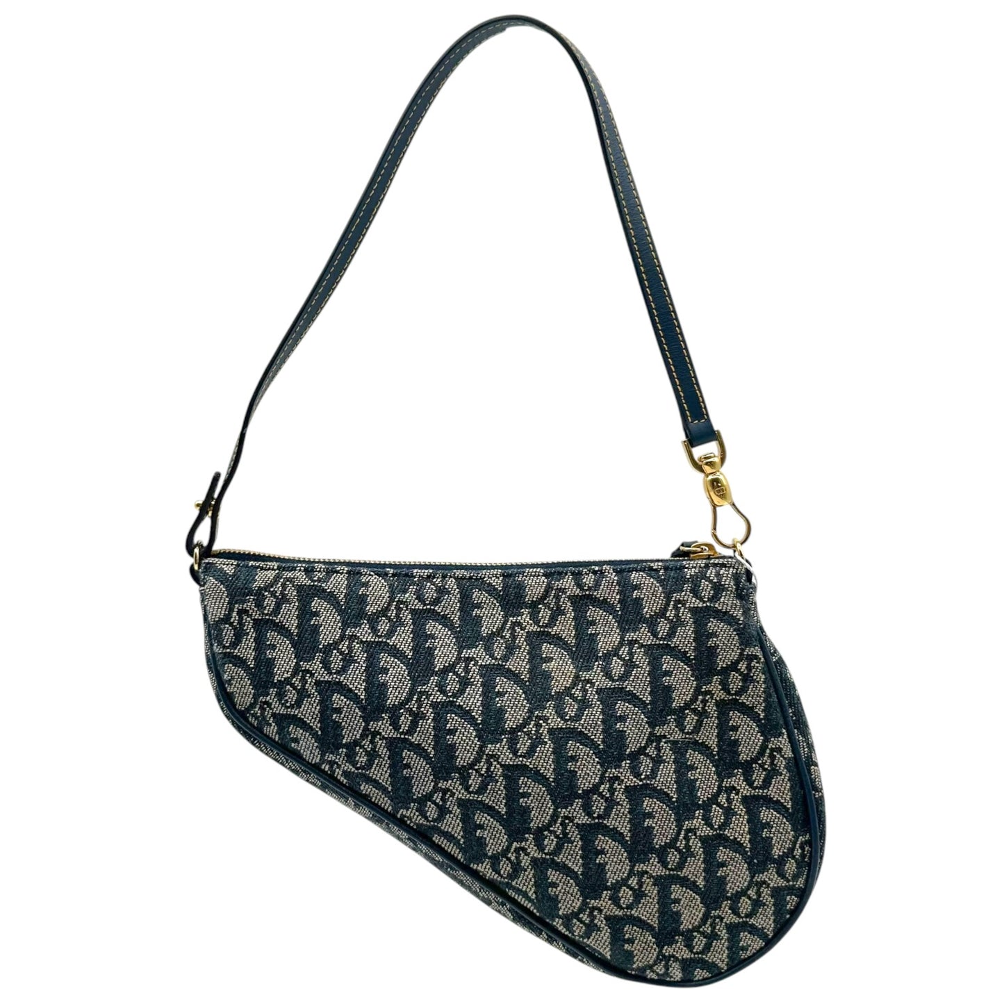 Christian Dior Navy Blue Trotter Monogram Mini Saddle Bag