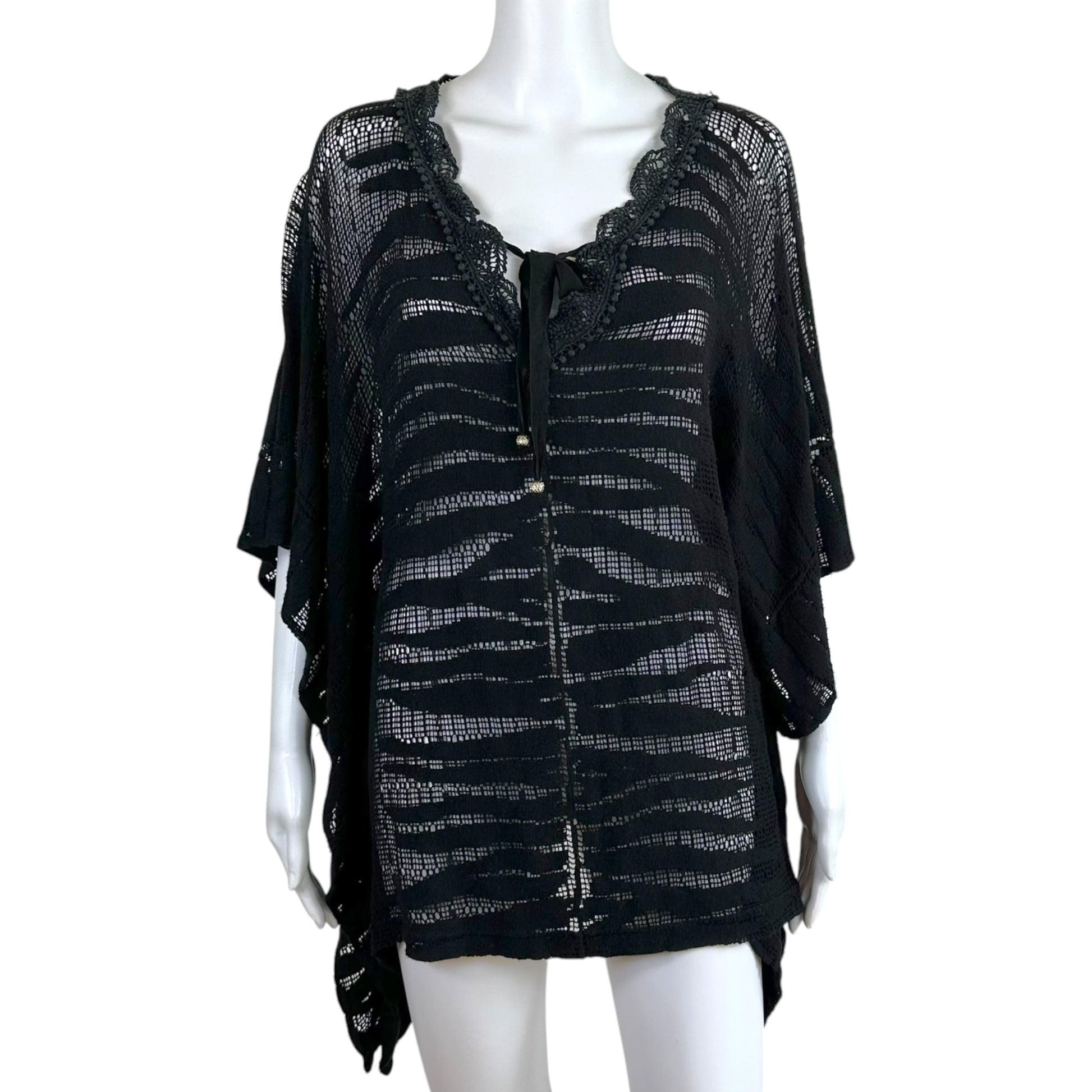 Roberto Cavalli Black Zebra Cashmere Knit Beach Cover-Up