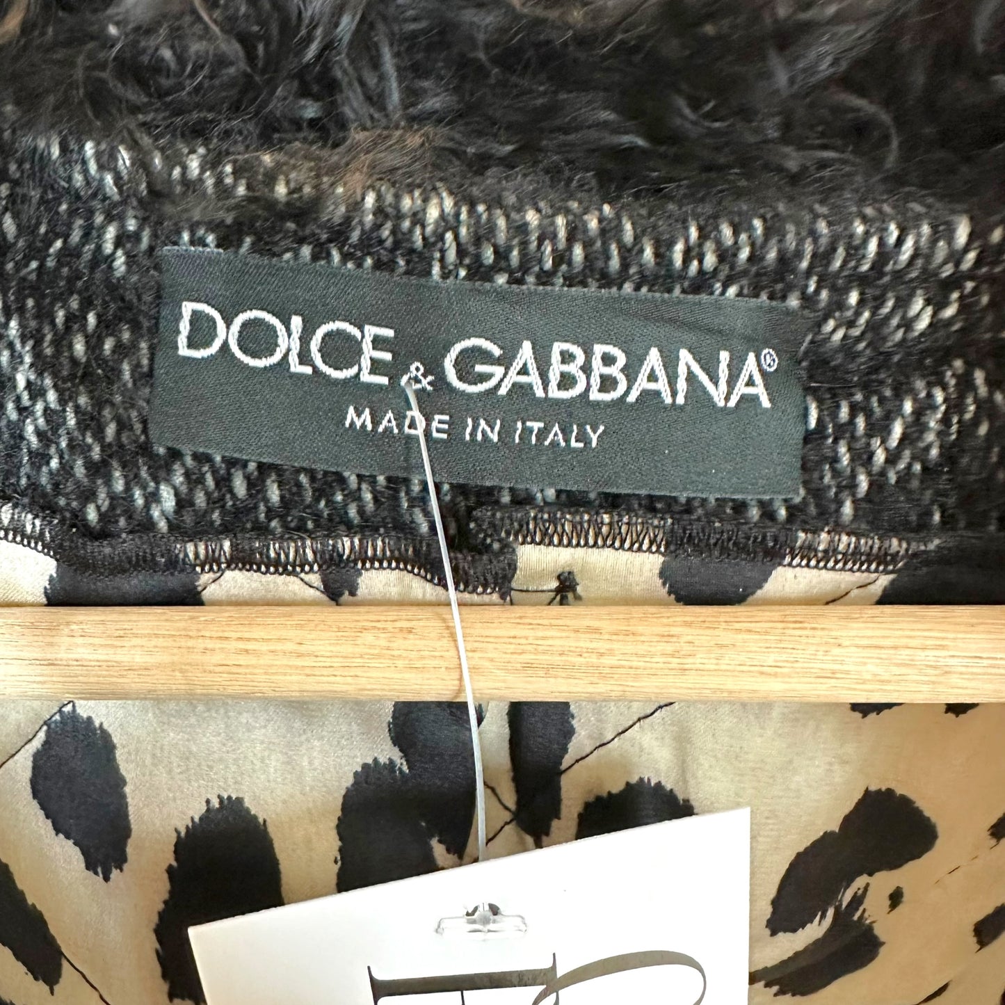 Dolce & Gabbana Black Tweed Coat Mongolian Lamb Fur Collar
