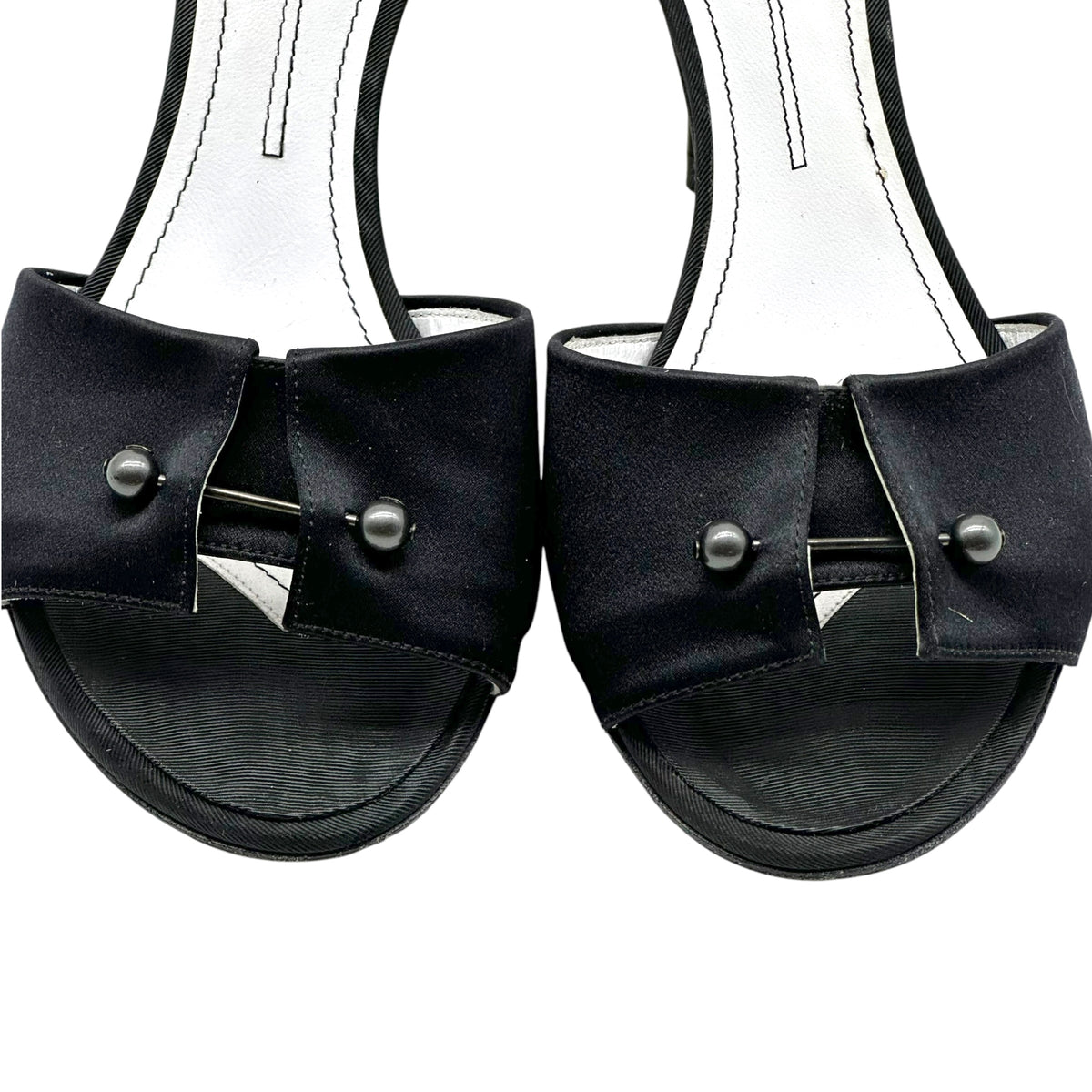 Chanel Tuxedo Black Silk Slingback Heels
