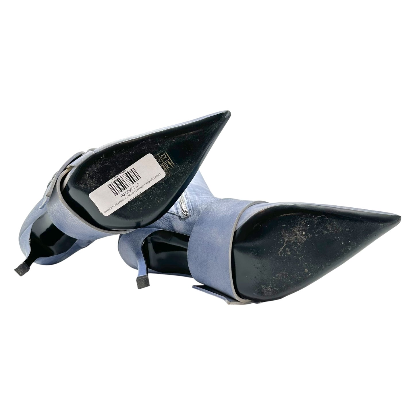 Diesel Light Blue 'Distressed' Pointed Toe Heeled Boots (Current)