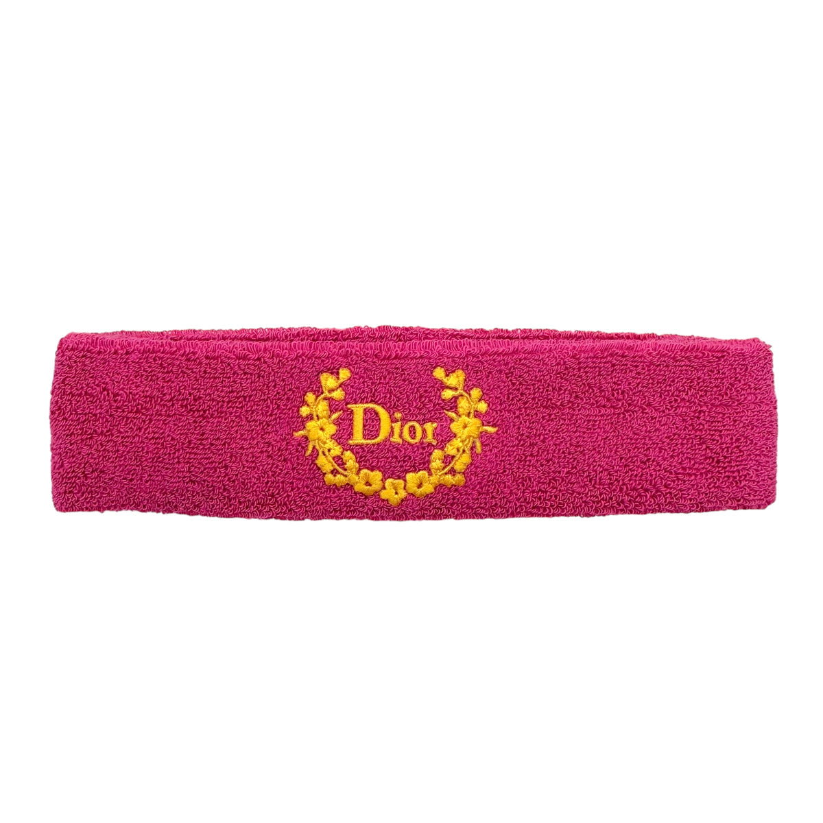 Christian Dior Pink Yellow Terry Crest Logo Headband