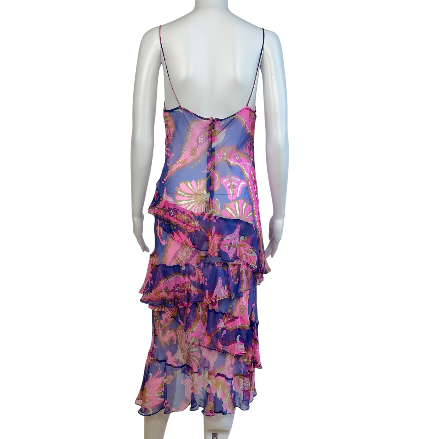 Dolce & Gabbana Sheer Silk Slip Dress Pink Purple Floral