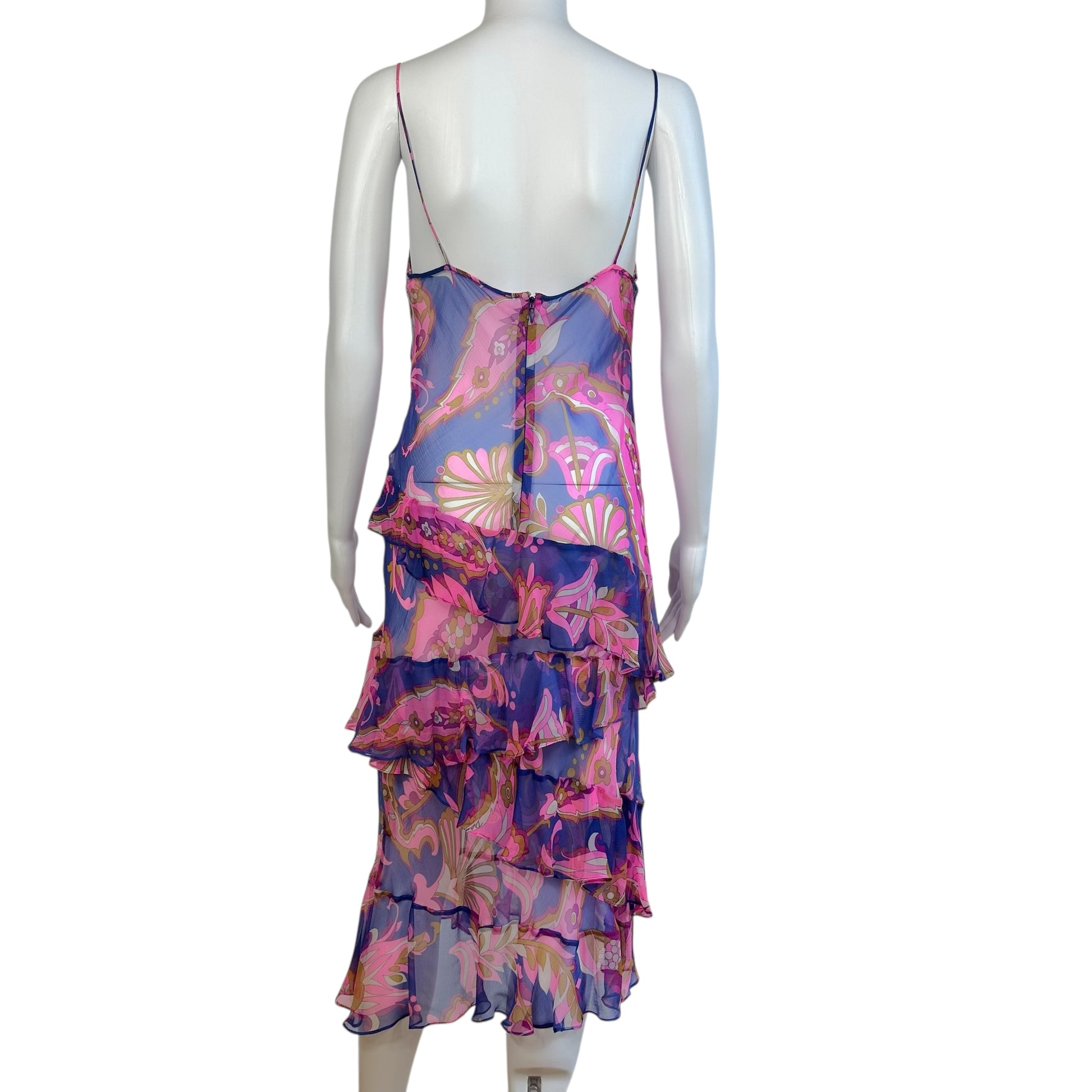 Dolce & Gabbana Sheer Silk Slip Dress Pink Purple Floral