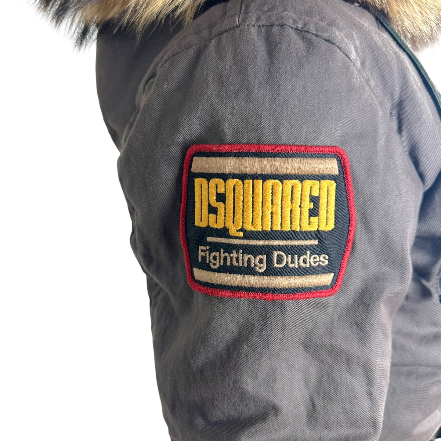 Dsquared2 Fox Fur Trim Down Fill Bomber Jacket