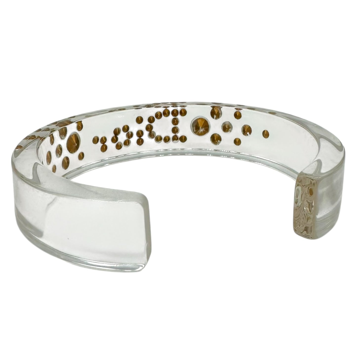 Christian Dior Silver Crystal Clear Bangle Cuff Bracelet