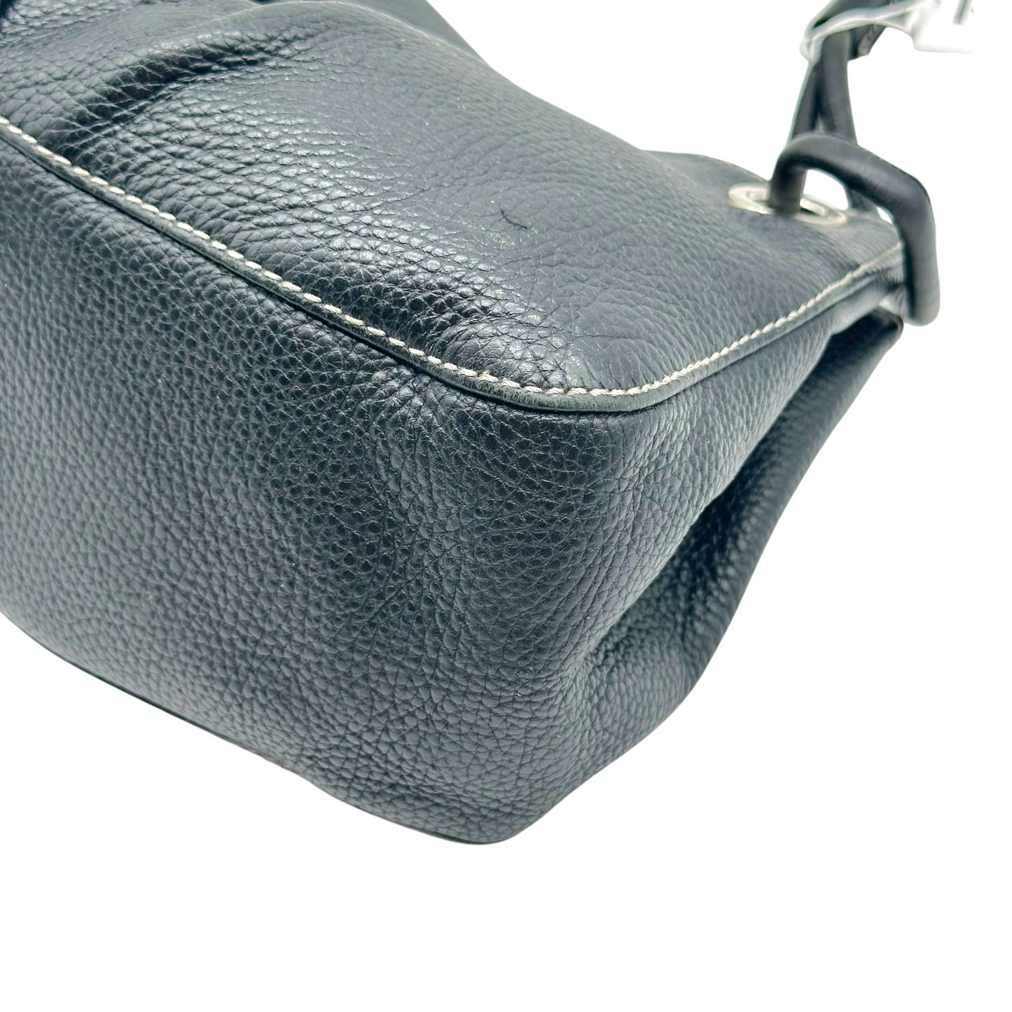Dolce & Gabbana Black Leather Logo Charm Shoulder Bag