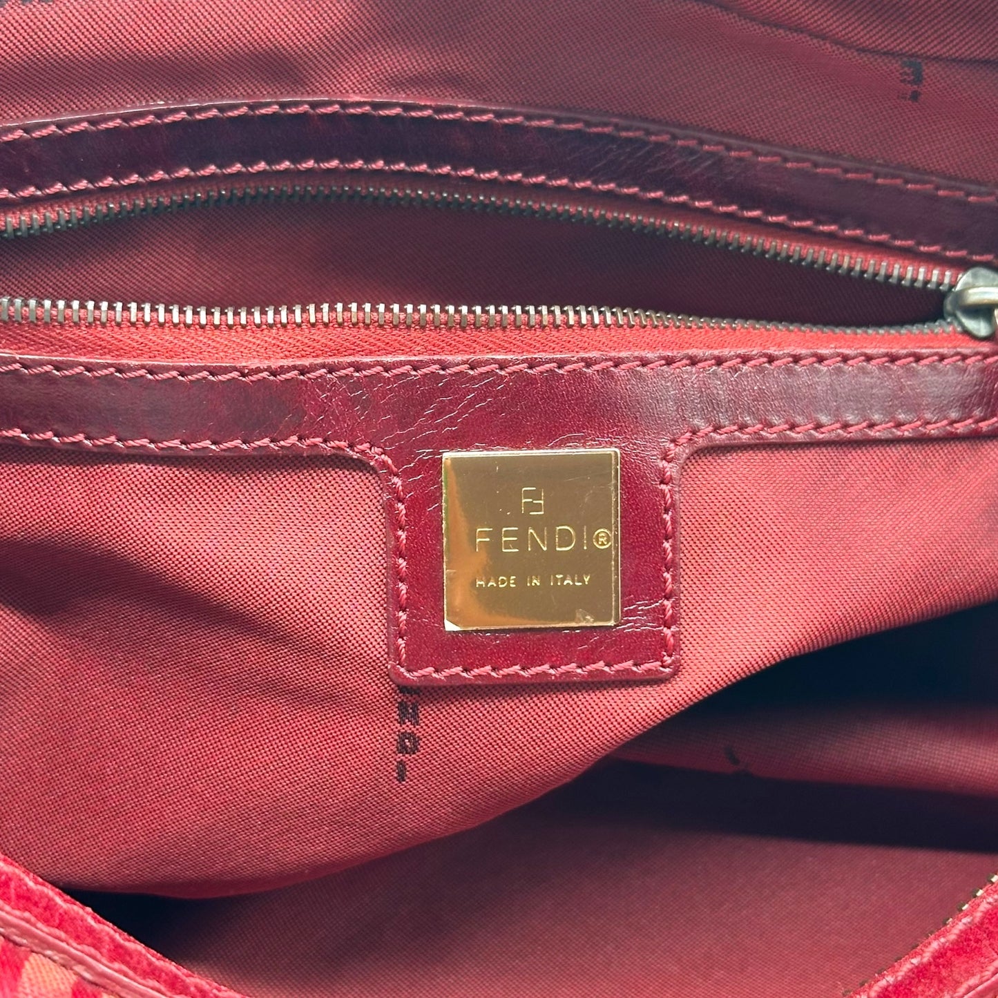 Fendi Red Zucchino Monogram East West Shoulder Bag - Outfit Repeater