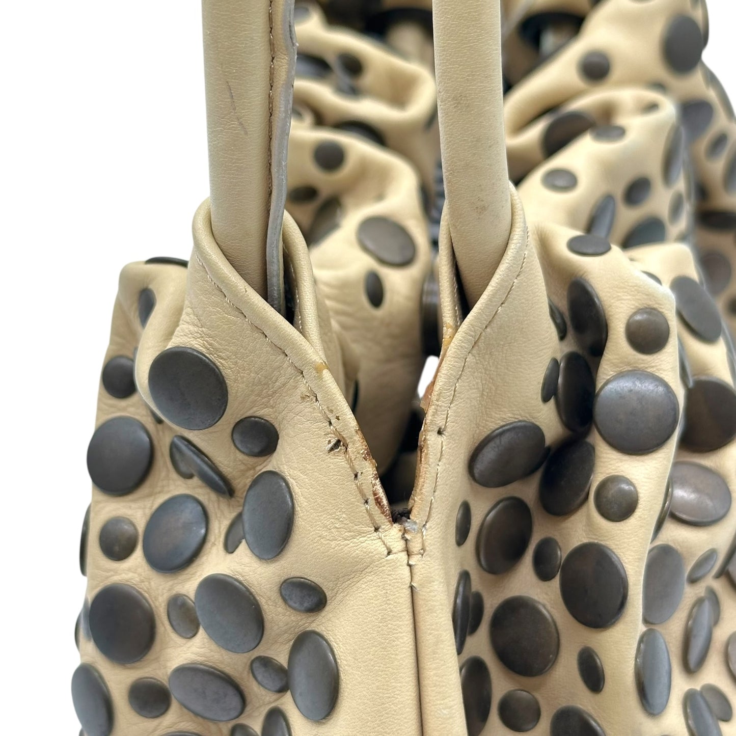 Sonia Rykiel Beige Leather Studded Domino Bag