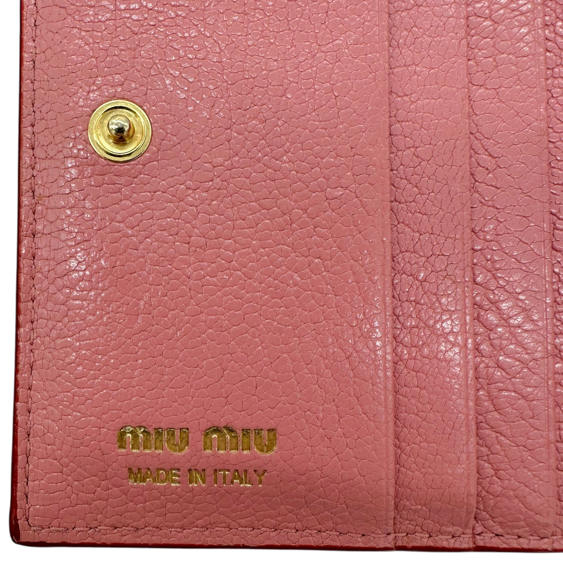 Miu Miu Pink Bi-Fold Wallet With Heart Detail