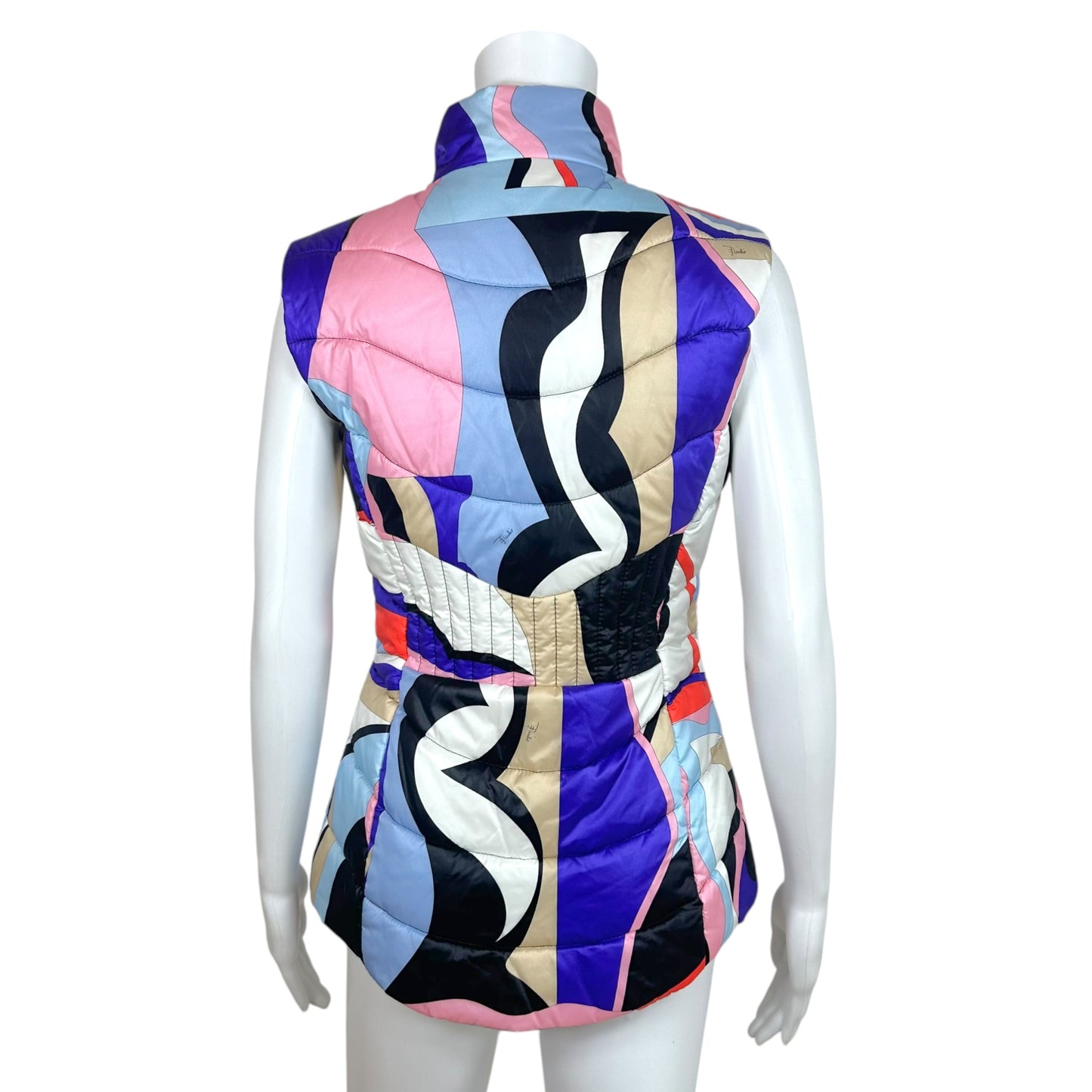 Emilio Pucci Down-Fill Vest Multicolor Printed High Collar