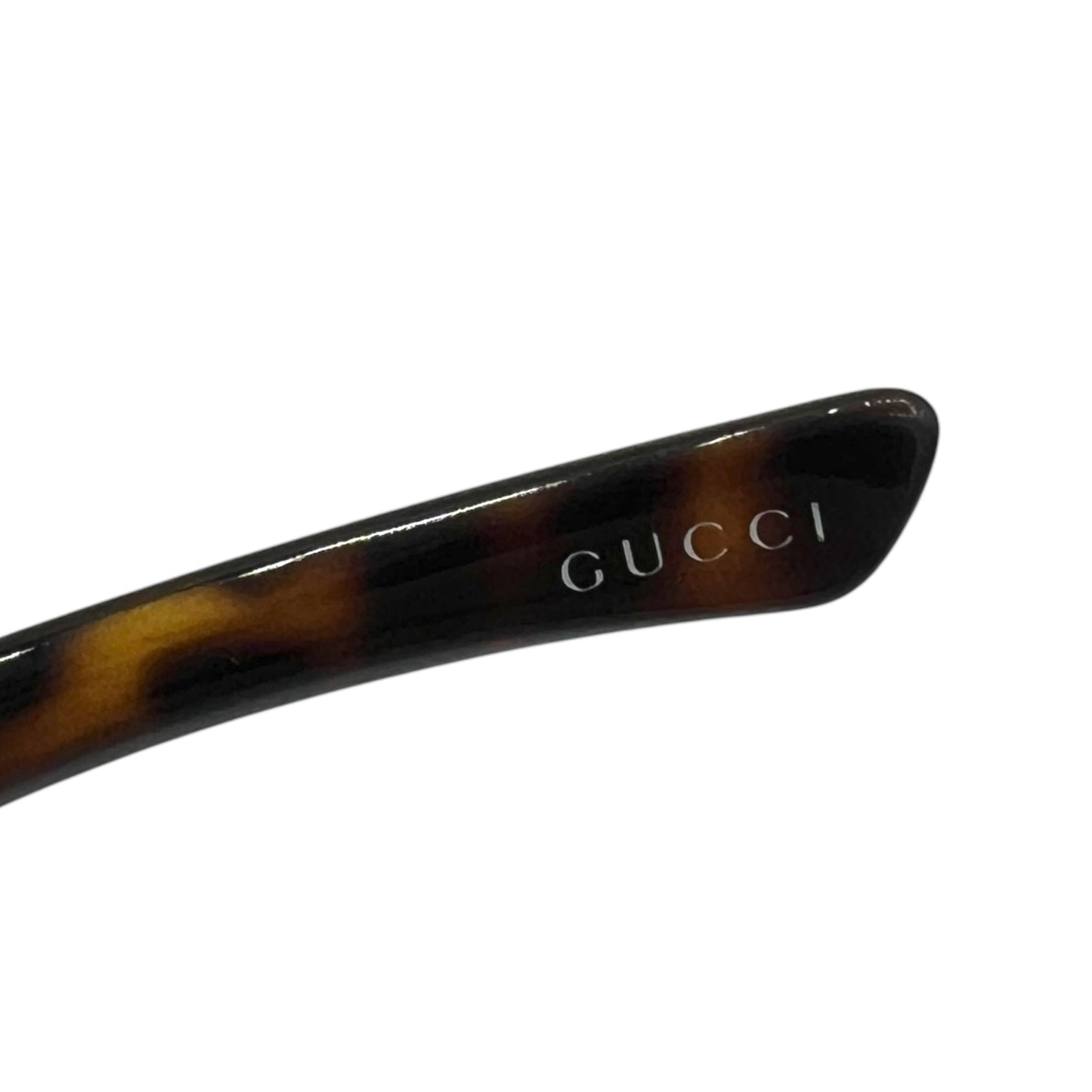 Gucci Tortoise Brown & Gold Horsebit Arm Oversized Shield Sunglasses GG2764 w/ Case