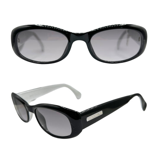 Christian Dior Silver & Black Oval Sunglasses Macha/P w/ Case