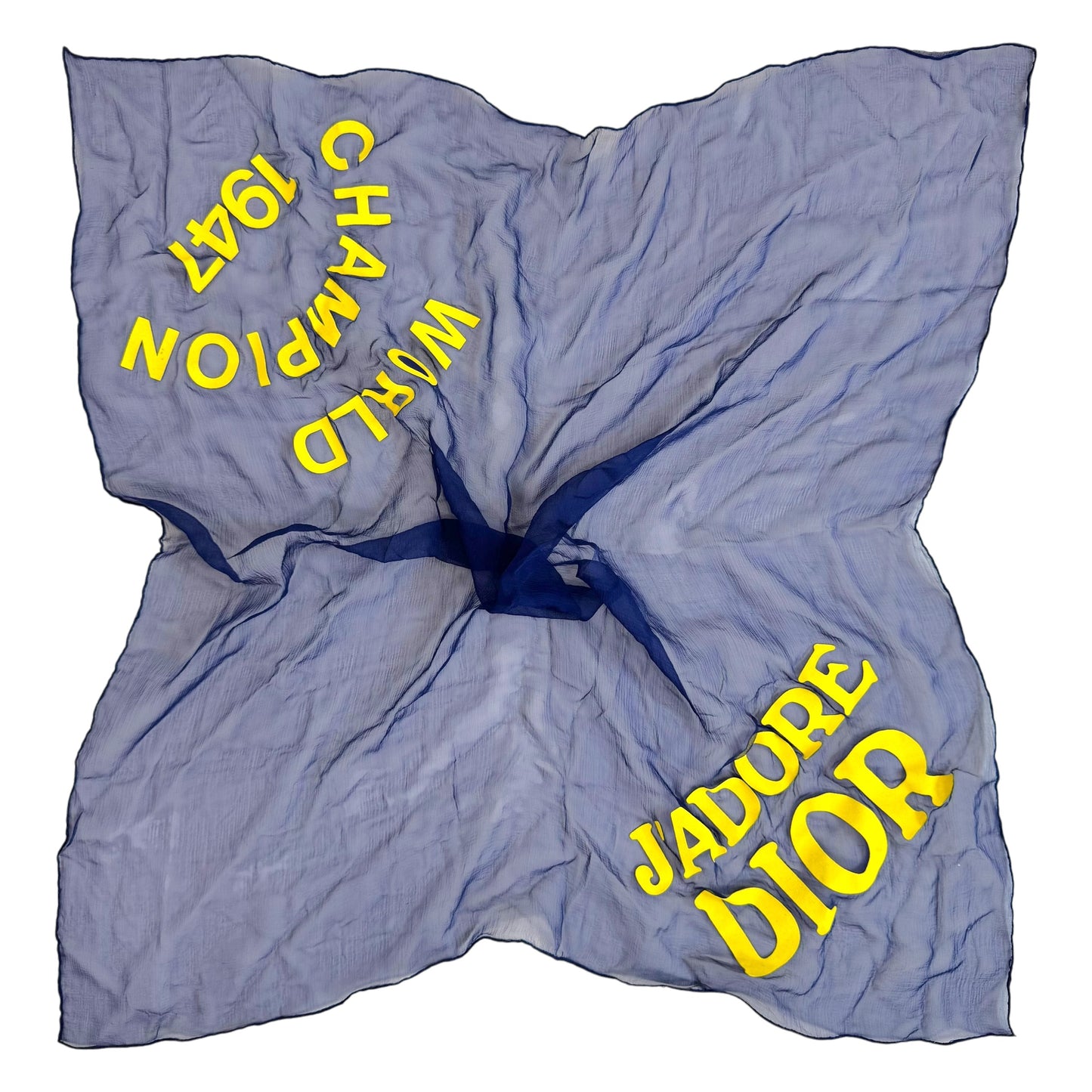 Christian Dior Blue & Yellow J'Adore Dior Sheer Silk Square Scarf