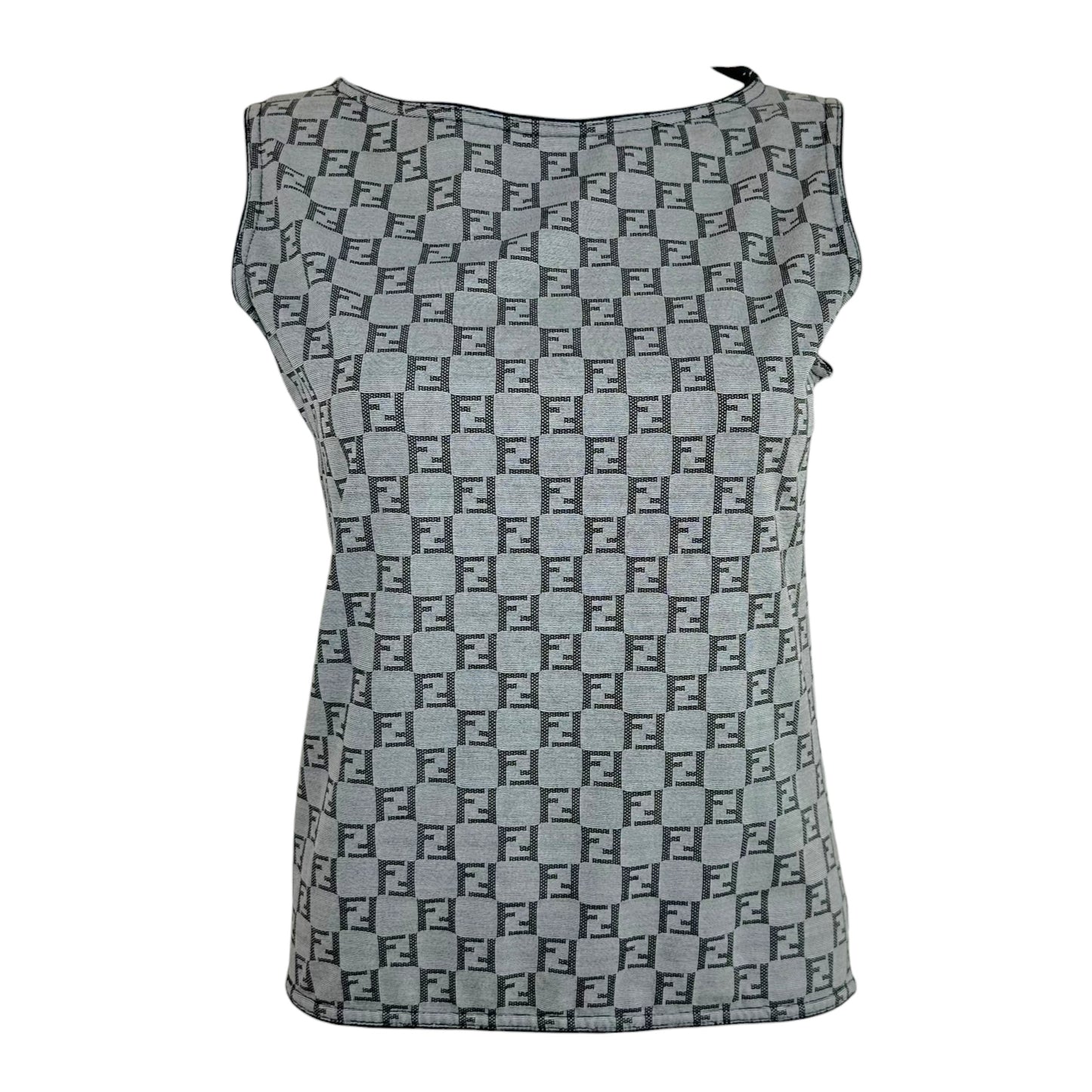 Fendi Gray Zucchino Monogram Print Tank Top