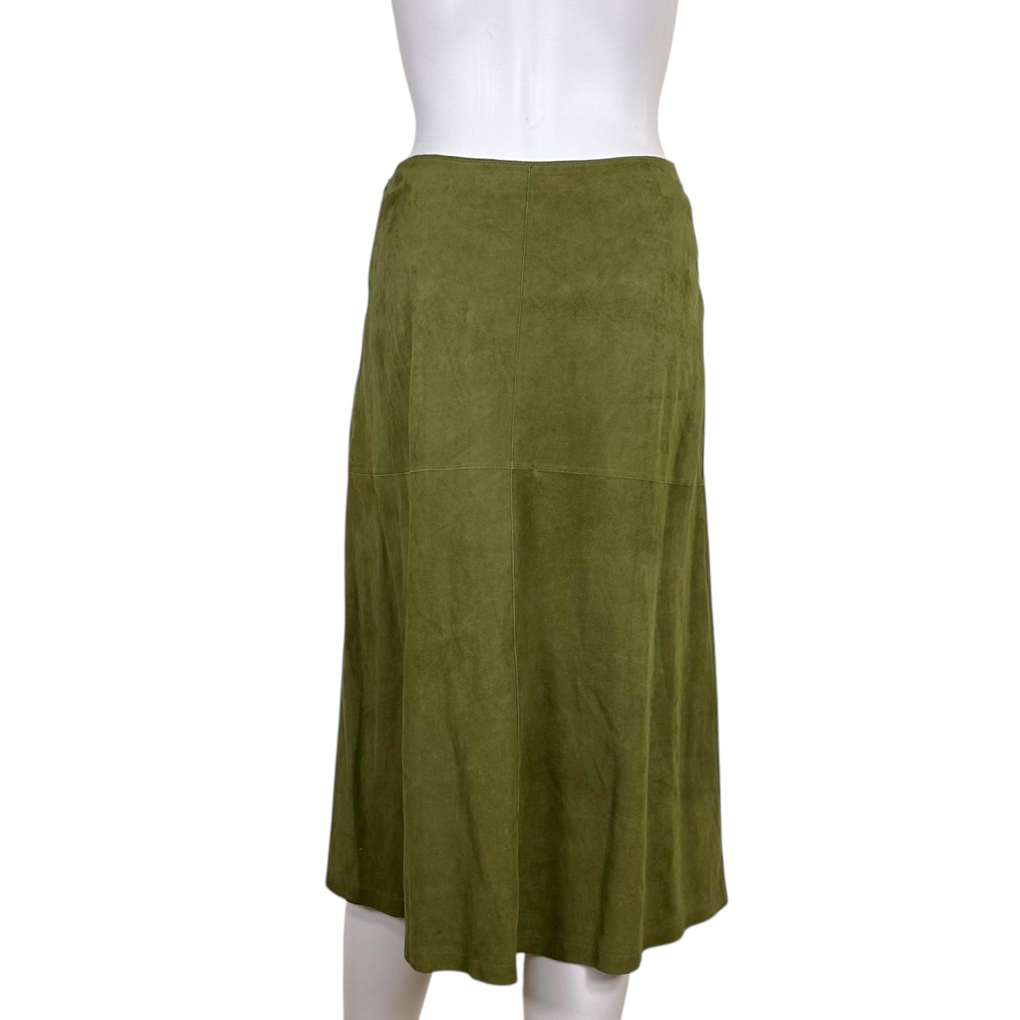 Christian Dior F/W 2001 Khaki Green Suede Midi Skirt